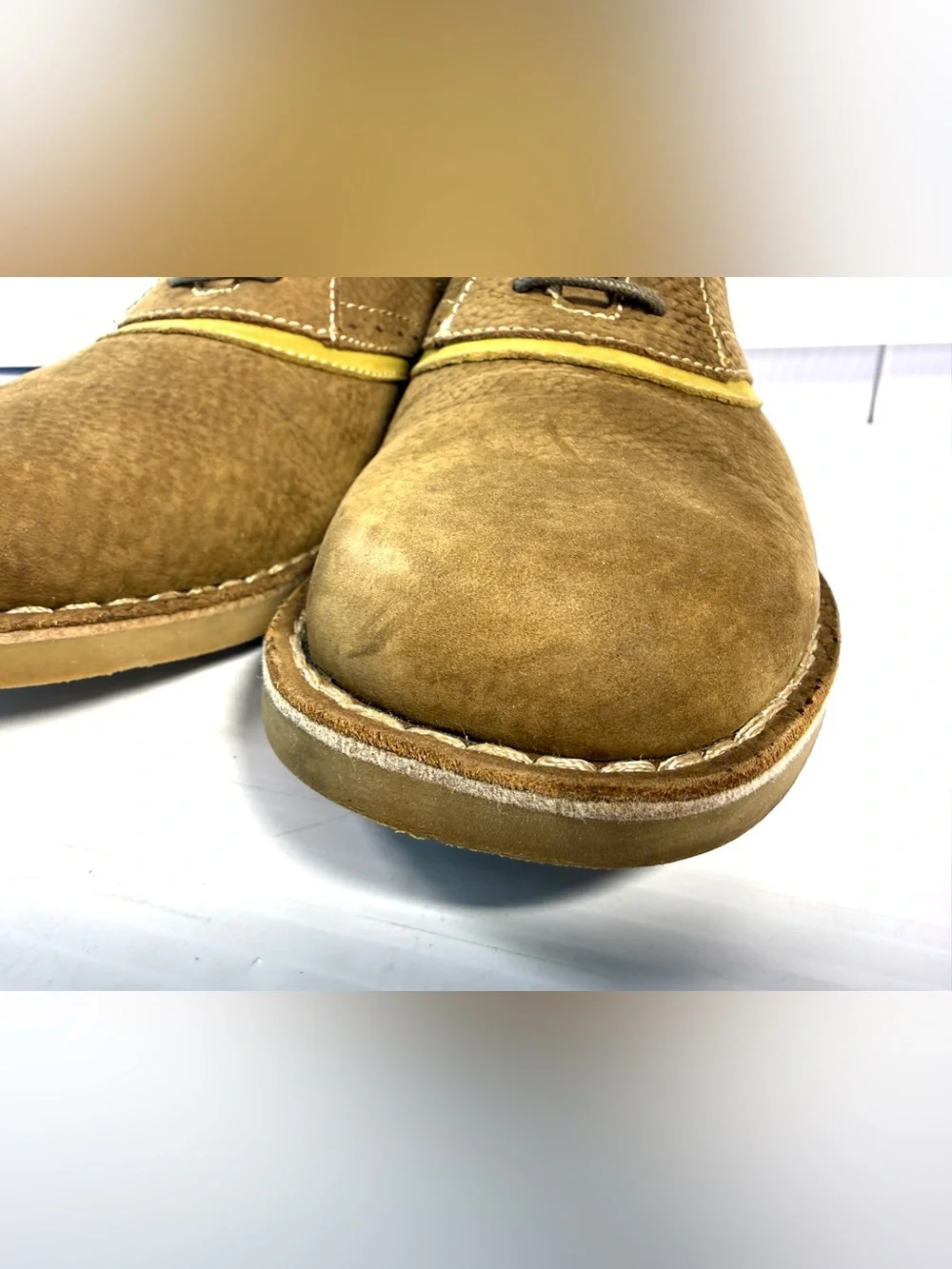 Original Penguin Tan  Suede Oxfords with Golden Trim